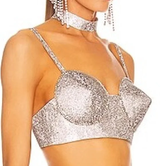 FWRD Nue Studio Jane Bullet Bra in Metallic Silver xs nye night out - Picture 3 of 16